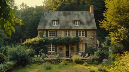 Charming villa nestled in lush greenery in Treseburg, Saxony-Anhalt, Germany, exuding a mystical aura in a serene setting.