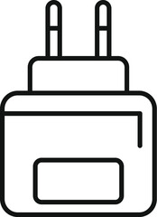 Poster - Black and white illustration of a minimalist electrical plug adapter