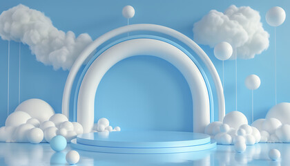 Poster - Abstract Minimal Stage For Kids Product Display In 3d Rendering: A Present Background Designed For Presenting Children'S Products.