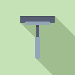 Sticker - Vector illustration of a simple window cleaning squeegee icon with a flat design and long shadow effect