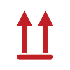 Poster - The up arrow symbolizes the upload symbol. The up arrow label indicates the top of a product. Design element of a product packaging instructions
