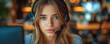 © gearstd - Wide portrait woman with headset office