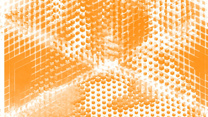 Poster - Abstract 3d cubic textile pattern waving randomly. Motion. Geometric background with cubes or small boxes with light flares.