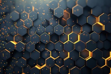 Canvas Print - elegant modern abstract background with shimmering 3d gold hexagons luxurious digital illustration