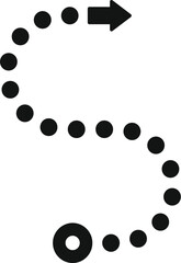 Poster - simple graphic of a black arrow made of dots, pointing right on a white background