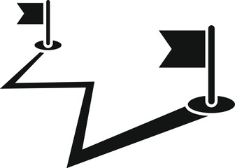 Poster - Black and white graphic of a stylized path with start and end flags