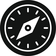 Poster - Simplistic vector illustration of a compass in monochrome