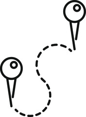 Poster - minimalist line art of a path between two location pins, symbolizing a journey or direction
