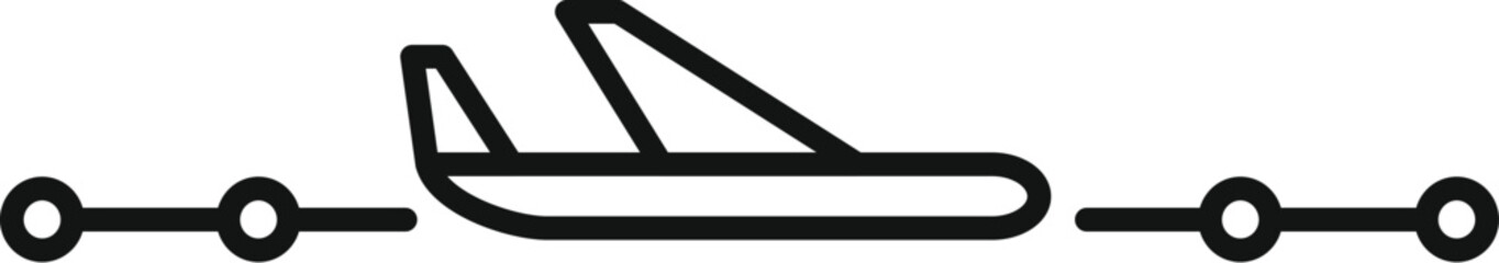Poster - minimalist black and white airplane takeoff line icon with modern and stylish design on a white back