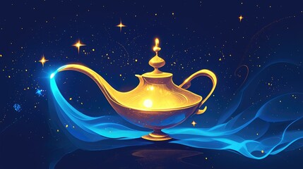 Wall Mural - the magic lamp icon boasts a sleek and minimalist design that captivates effortlessly