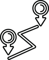 Poster - Stylized black and white icon depicting a route map with two location pins