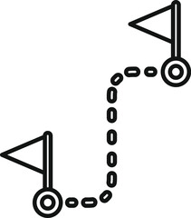 Poster - Black and white line art of a stylized map route with two flags indicating start and finish points