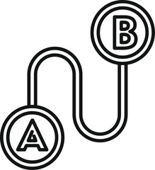 Poster - Simple line icon featuring two points labeled a and b connected by a path, representing a journey or process