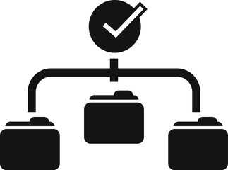 Poster - Simplified black flowchart graphic depicting project approval with a checkmark icon