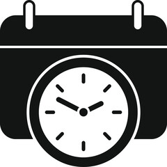 Poster - Efficiently manage your time with a minimalist black and white calendar and clock icon vector graphic symbol for business productivity and organization in a web design or office application