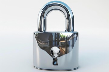 shiny metal padlock 3d rendering isolated on white symbol of security and protection digital illustr