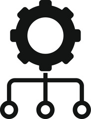 Poster - Abstract vector illustration of a black gear network icon representing interconnected machinery and technology in modern industrial business and industry