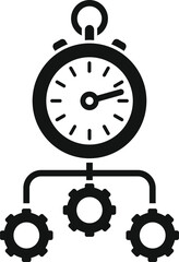 Poster - Efficiency and organization, time management concept icon with gears, stopwatch, vector, and productivity symbols for effective workflow control and performance optimization in modern life