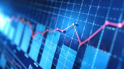 Poster - A business graph on a computer screen showing upward trends, symbolizing growth and success