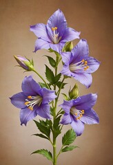 Poster - Purple Flowers on a Beige Background