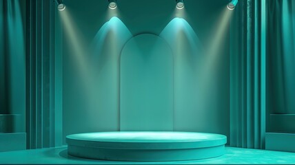 Wall Mural - cylindrical podium and spotlights