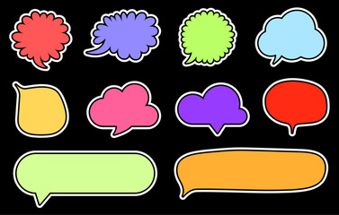 Wall Mural - Set of Colorful Comic Speech Bubbles with Black Background