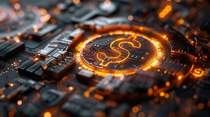 Poster - digital web system and currency icon