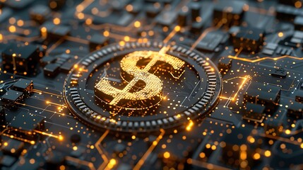 Poster - digital web system and currency icon