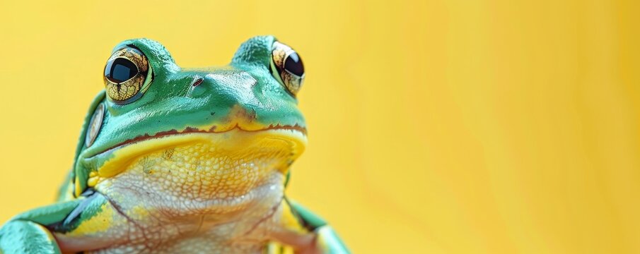 green frog on pastel background: embracing the rarity of leap day