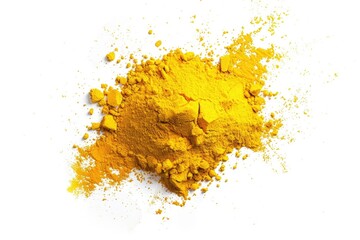 A pile of yellow powder on a white surface, suitable for various uses