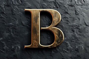 Wall Mural - A striking gold letter B on a sleek black background. Perfect for design projects and branding