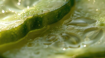 Sticker - A detailed close up of a fresh cucumber slice, perfect for food and health-related designs