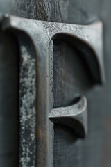 Wall Mural - Detailed image of a metal letter F. Ideal for graphic design projects