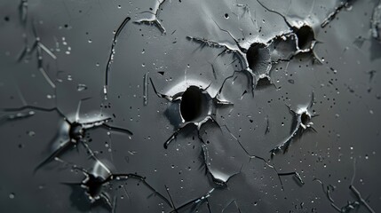 Wall Mural - Image of bullet holes in a wall, suitable for crime or action themes