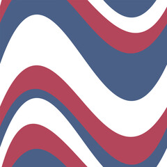 Wall Mural - Vector seamless pattern of USA flag groovy waves background