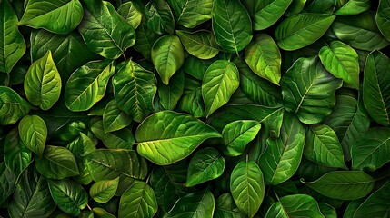 Wall Mural - A close up of green leaves with a lush green background