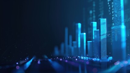 Poster - Digital finance graph futuristic technology glowing neon blue color scene
