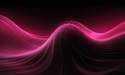 Poster - Abstract wave pattern with a pink color on a black background
