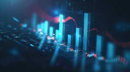 Poster - Digital finance graph futuristic technology glowing neon blue color scene