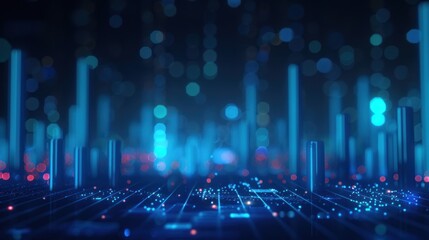 Poster - Digital finance graph futuristic technology glowing neon blue color scene