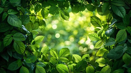 Wall Mural - A green leafy tree with a view of the leaves and branches