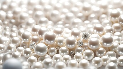 Aufkleber - White and golden pearls, beads, 3d render balls, sphares, round shapes backgorund.