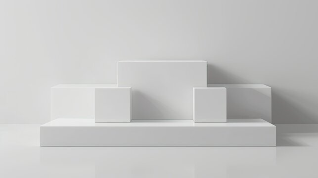 3d minimalist clean and white beigie empty podium
