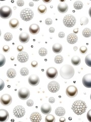 Aufkleber - White and golden pearls, beads, 3d render balls, sphares, round shapes backgorund.