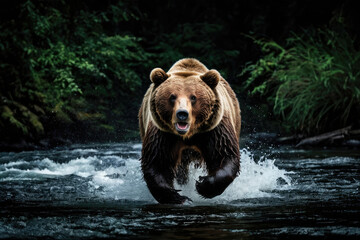 Wall Mural - bear's attack, realistic images of wild animal attacks