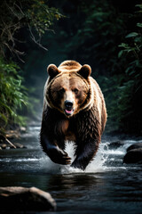 Wall Mural - bear's attack, realistic images of wild animal attacks