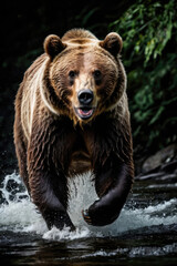 Wall Mural - Bear's attack, Realistic images of wild animal attacks