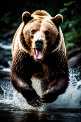 Wall Mural - bear's attack, realistic images of wild animal attacks