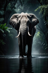 Wall Mural - walking elephant, realistic images of wild animal