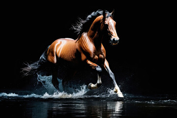 Wall Mural - Running horse, Realistic images of wild animal